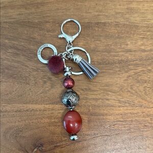 Elegant Silver and Red Keychain by